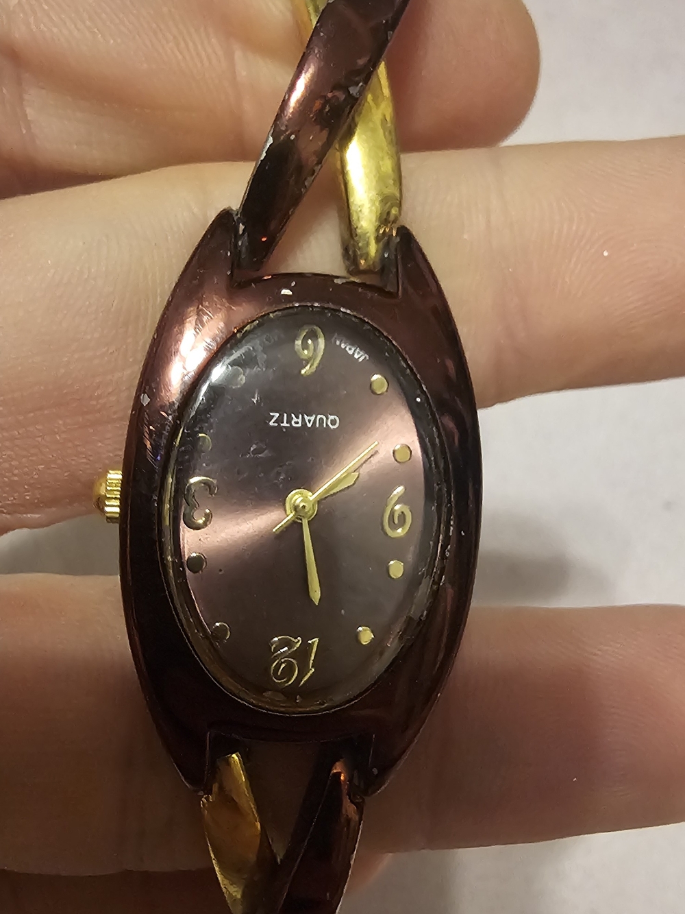 Women's Quartz Bracelet Watch in Metallic Brown and Gold